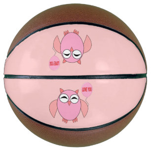 Cute Pink Love You Owl Basketballs