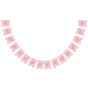Cute Pink Love You Owl Bunting Flags