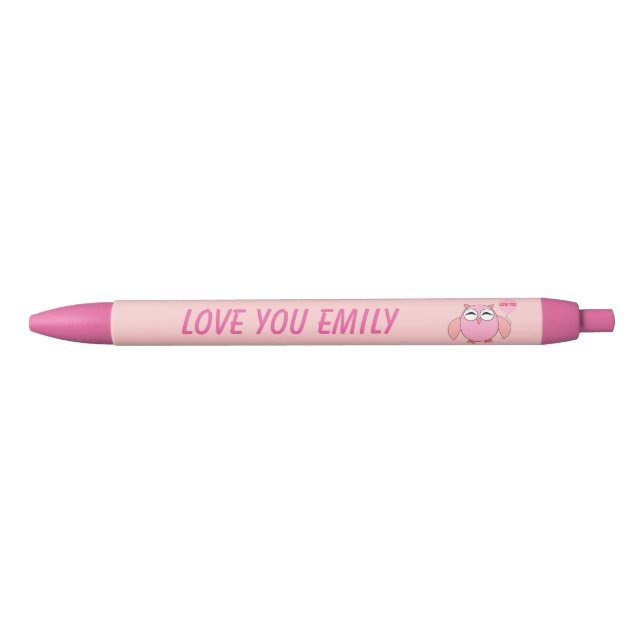 Cute Pink Love You Owl Custom Pen (Front)