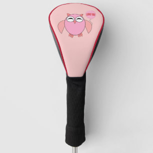 Cute Pink Love You Owl Golf Driver Cover