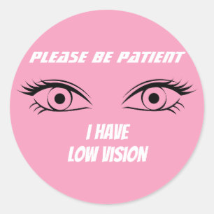 Cute Pink Low Vision Button Classic Round Sticker