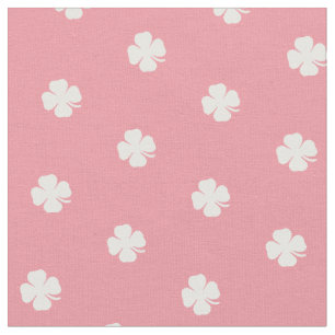 Cute Pink Lucky Clover White Dots Pattern  Fabric