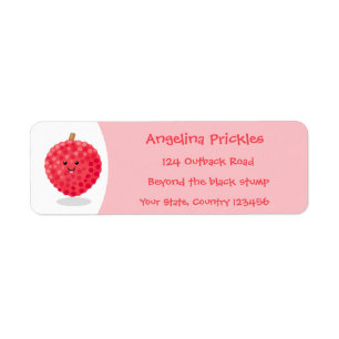 Cute pink lychee cartoon illustration