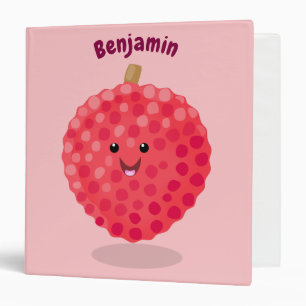 Cute pink lychee cartoon illustration binder