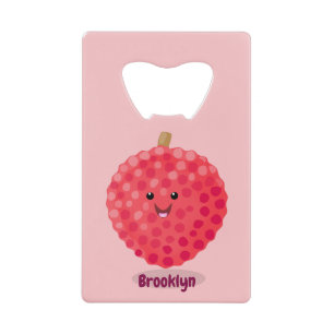 Cute pink lychee cartoon illustration credit card bottle opener