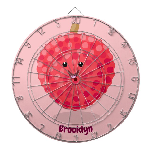 Cute pink lychee cartoon illustration dartboard (Front)