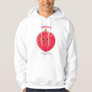 Cute pink lychee cartoon illustration hoodie
