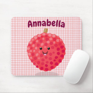 Cute pink lychee cartoon illustration mouse pad