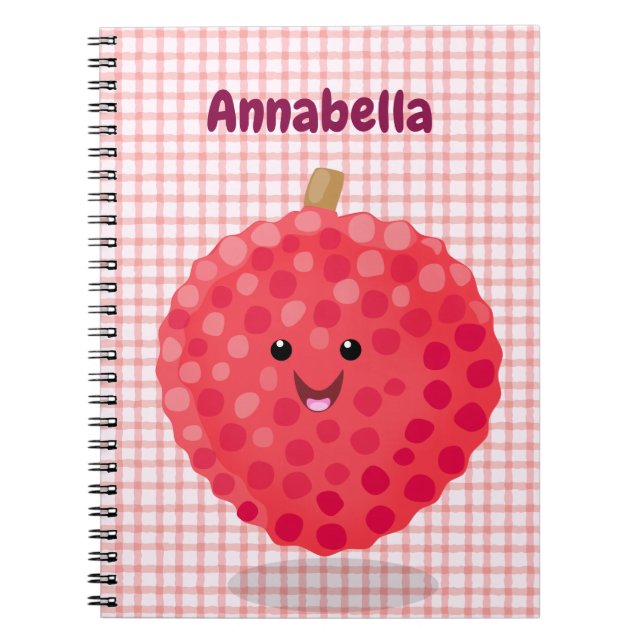 Cute pink lychee cartoon illustration notebook (Front)