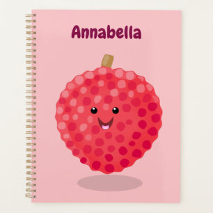 Cute pink lychee cartoon illustration planner
