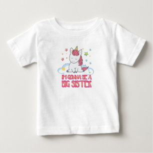 Cute Pink Magical Unicorn I'm Gonna Be Big Sister Baby T-Shirt