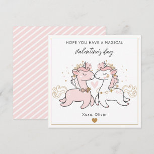 Cute Pink Magical Unicorn Kids Valentine's Day Card