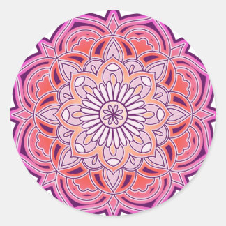 Cute Pink Mandala Classic Round Sticker