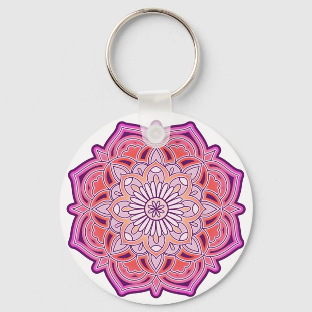 Cute Pink Mandala    Keychain (Front)