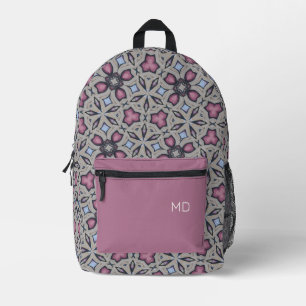 Cute Pink Mandala Pattern Monogram Initials Printed Backpack