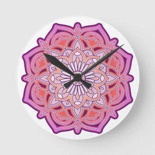 Cute Pink Mandala    Round Clock