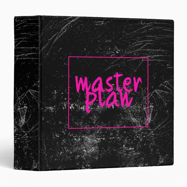 Cute Pink Master Plan on Black Chalk Board Binder (Front/Spine)