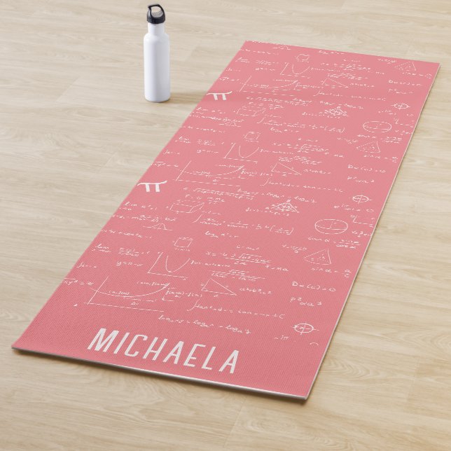 Cute Pink Math Formulas Personalized Yoga Mat (In Situ)