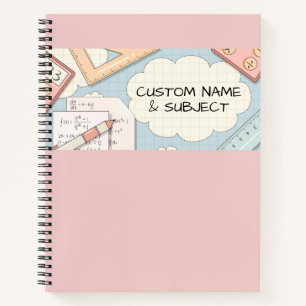 Cute Pink Math Tools Graphic Spiral Notebook