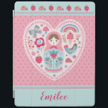 Cute Pink Matryoshka Russian Doll iPad Smart Cover<br><div class="desc">A cute matryoshka Russian nesting doll decorates this Ipad Smart Cover. The matryoshka is in a heart shape with birds , butterflies and flowers. Cute for back to school. Personalize it with your name. Designed for you by Blackberry Boulevard.</div>
