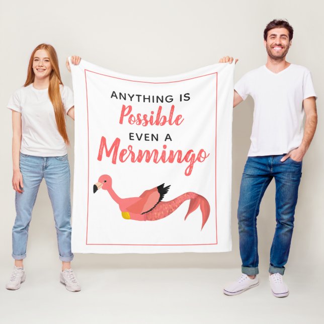 Cute Pink Mermaid Flamingo Inspirational Quote  Fleece Blanket (In Situ)
