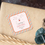 Cute Pink Merry Christmas  Square Sticker<br><div class="desc">This "Cute Pink Merry Christmas Square Sticker" is perfect for adding a festive touch to your cheap Christmas gifts. Ideal for cheap Christmas gifts for kids or cute cheap Christmas gifts for friends, it also complements homemade Christmas gifts and DIY homemade Christmas gifts. Enhance your cute Christmas gift ideas with...</div>