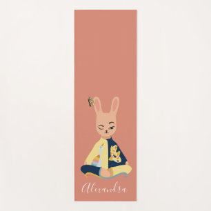 Cute Pink Mindfulness Bunny Rabbit Yogi Kids Yoga Mat