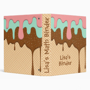 cute pink, mint and chocolate ice cream coneBinder Binder