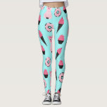 Cute Pink Mint Piggy Doughnut Ice Cream Cone Patte Leggings<br><div class="desc">This cute and fun pattern is perfect for the trendy and stylish woman or girl. It features blush pink, bubblegum pink, and black hand-drawn pig, doughnuts, and ice cream cone illustrations on top of a mint blue background. It's adorable, playful, sweet, and unique. ***IMPORTANT DESIGN NOTE: For any custom design...</div>