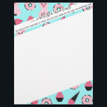 Cute Pink Mint Piggy Doughnut Ice Cream Cone Patte Letterhead<br><div class="desc">This cute and fun pattern is perfect for the trendy and stylish woman or girl. It features blush pink, bubblegum pink, and black hand-drawn pig, doughnuts, and ice cream cone illustrations on top of a mint blue background. It's adorable, playful, sweet, and unique. ***IMPORTANT DESIGN NOTE: For any custom design...</div>
