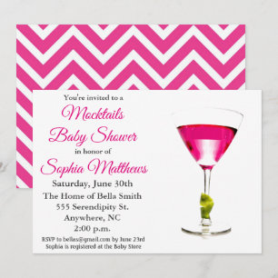 Cute Pink Mocktails Baby Shower Invitation