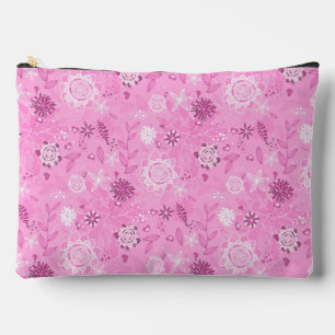 Cute pink modern flowers pattern accessory pouch