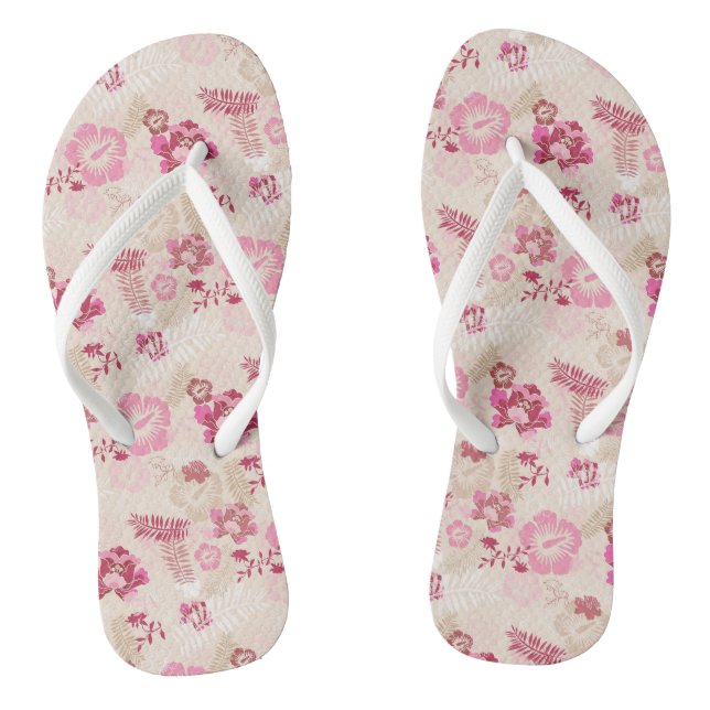 Cute pink modern flowers pattern flip flops (Footbed)