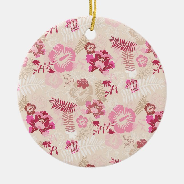 Cute pink modern flowers pattern High-Top sneakers Ceramic Ornament (Front)