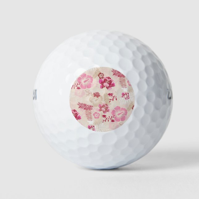 Cute pink modern flowers pattern High-Top sneakers Golf Balls (Front)