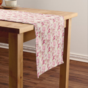 Cute pink modern flowers pattern High-Top sneakers Short Table Runner