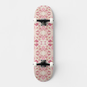 Cute pink modern flowers pattern skateboard
