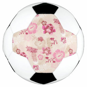 Cute pink modern flowers pattern soccer ball