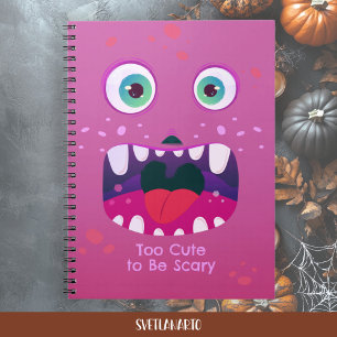 Cute Pink Monster Face Spiral Notebook