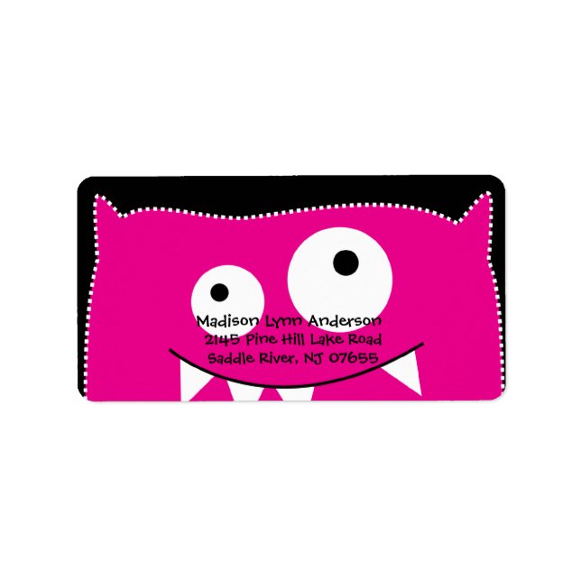 CUTE Pink Monster Return Address Label (Front)