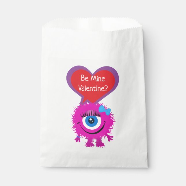 Cute Pink Moster Valentine Favour Bag (Front)