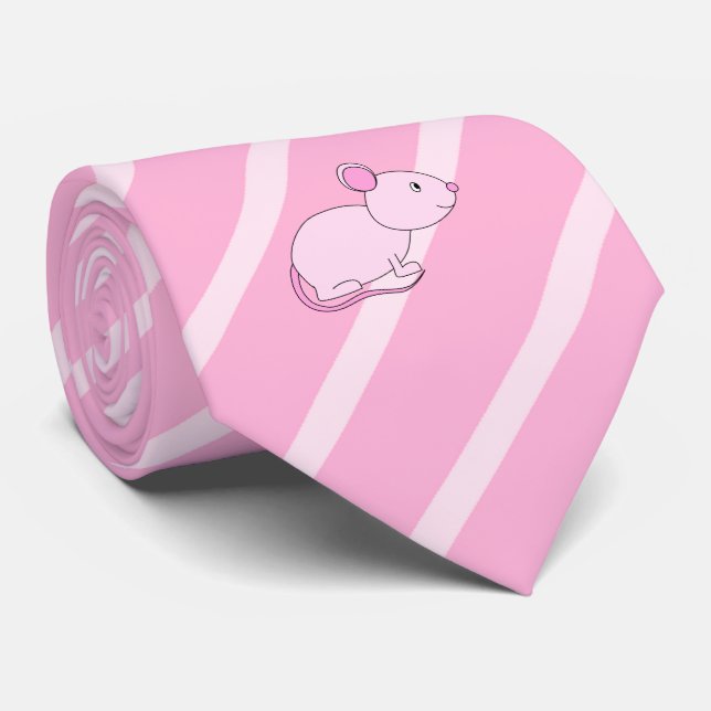 Cute Pink Mouse Tie (Rolled)