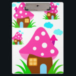 Cute Pink Mushroom House and Clouds  Baby Blanket Clipboard<br><div class="desc">Introducing our Mushroom House Pink Garden baby blanket with Cute Green Grass , Pink mushroom houses and Clouds,  this baby blanket is both fun and playful and brings charm and enchantment to any room!</div>
