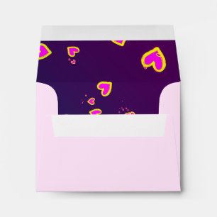 Cute Pink Neon Hearts Design Envelope