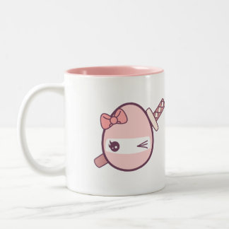 Cute Pink Ninja Egg With a Katana Two-Tone Coffee Mug