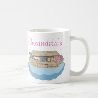 Cute Pink Noah's Ark Custom Name Gift Coffee Mug