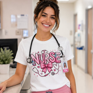Cute Pink Nurse Bow – Kawaii Nursing & Medical  T-Shirt