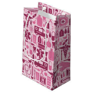 Cute Pink Nurse Doctor Medical Pattern Small Gift Bag