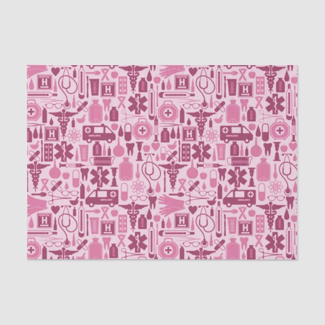 Cute Pink Nurse Doctor Pattern Tissue Paper (Front)