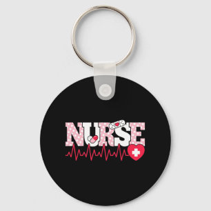 Cute Pink Nurse Heartbeat Nursing Keychain